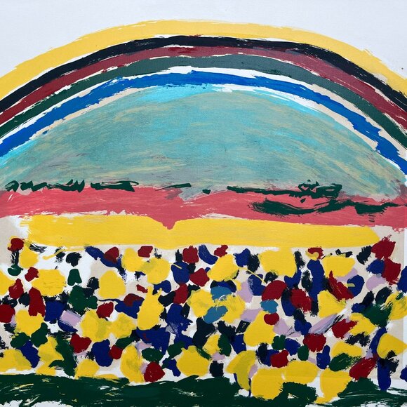 Original Hand Signed Limited Edition Menashe Kadishman Serigraph of Rainbow Over - Picture 6 of 11